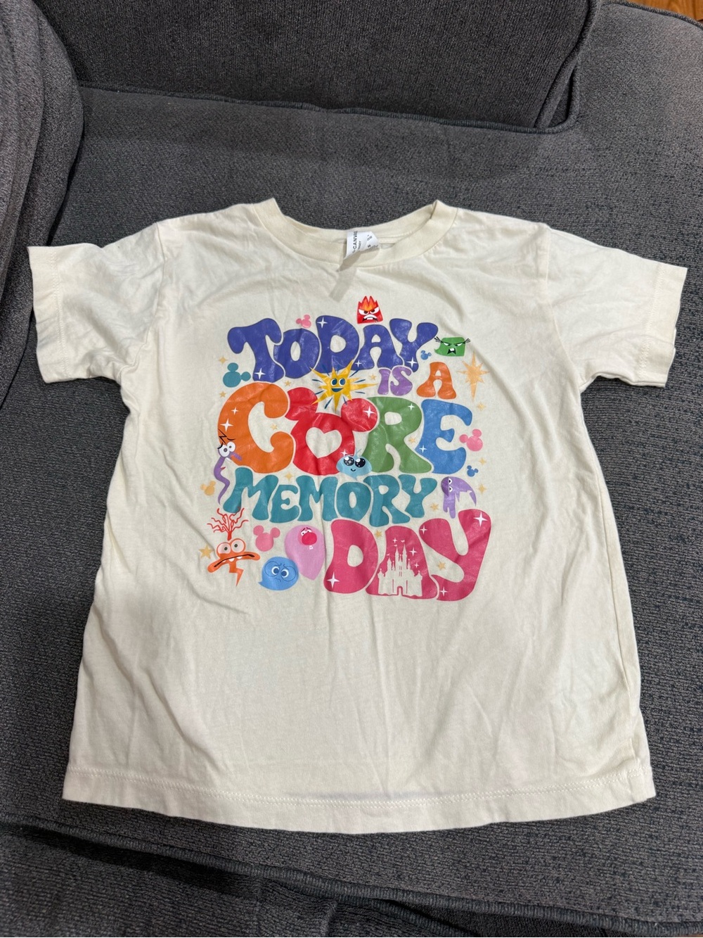 Bella Canvas Cream Tee with Colorful Inside Out Disney Graphic